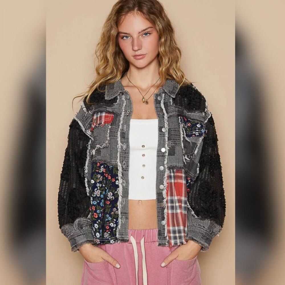 Pol Crochet Patchwork Boho Jacket - Size Medium, … - image 1